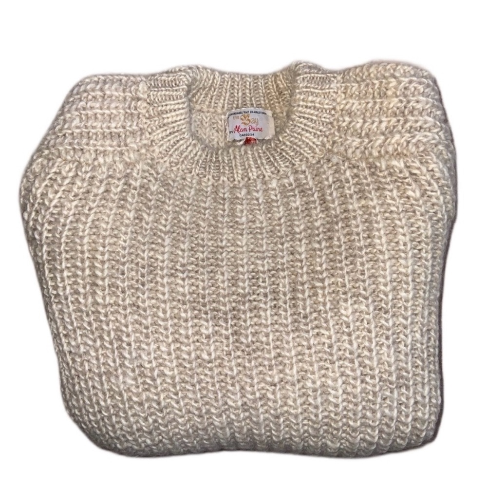vintage hudson’s bay wool knit chunky sweater alan paine beige cream fisherman M